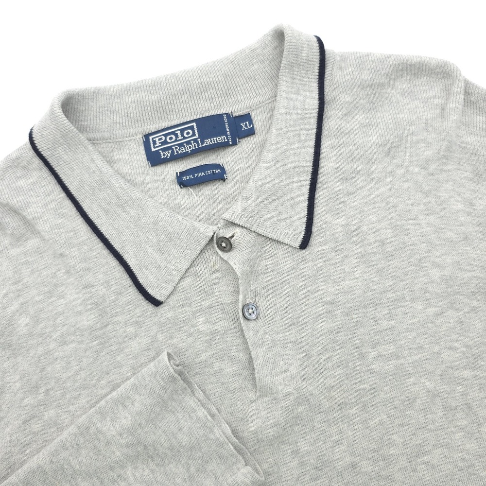 Polo Ralph Lauren Polo Shirt Men XL Gray Long Sleeve Pima Soft Touch‎ Preppy